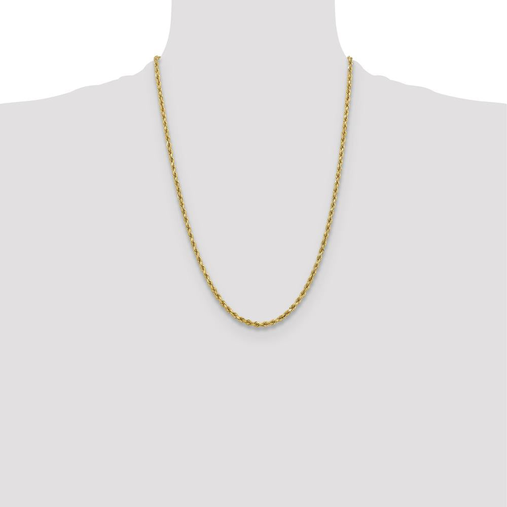 10K Yellow Gold 24" Diamond-cut Rope Chain Necklace - 3.75mm Width
