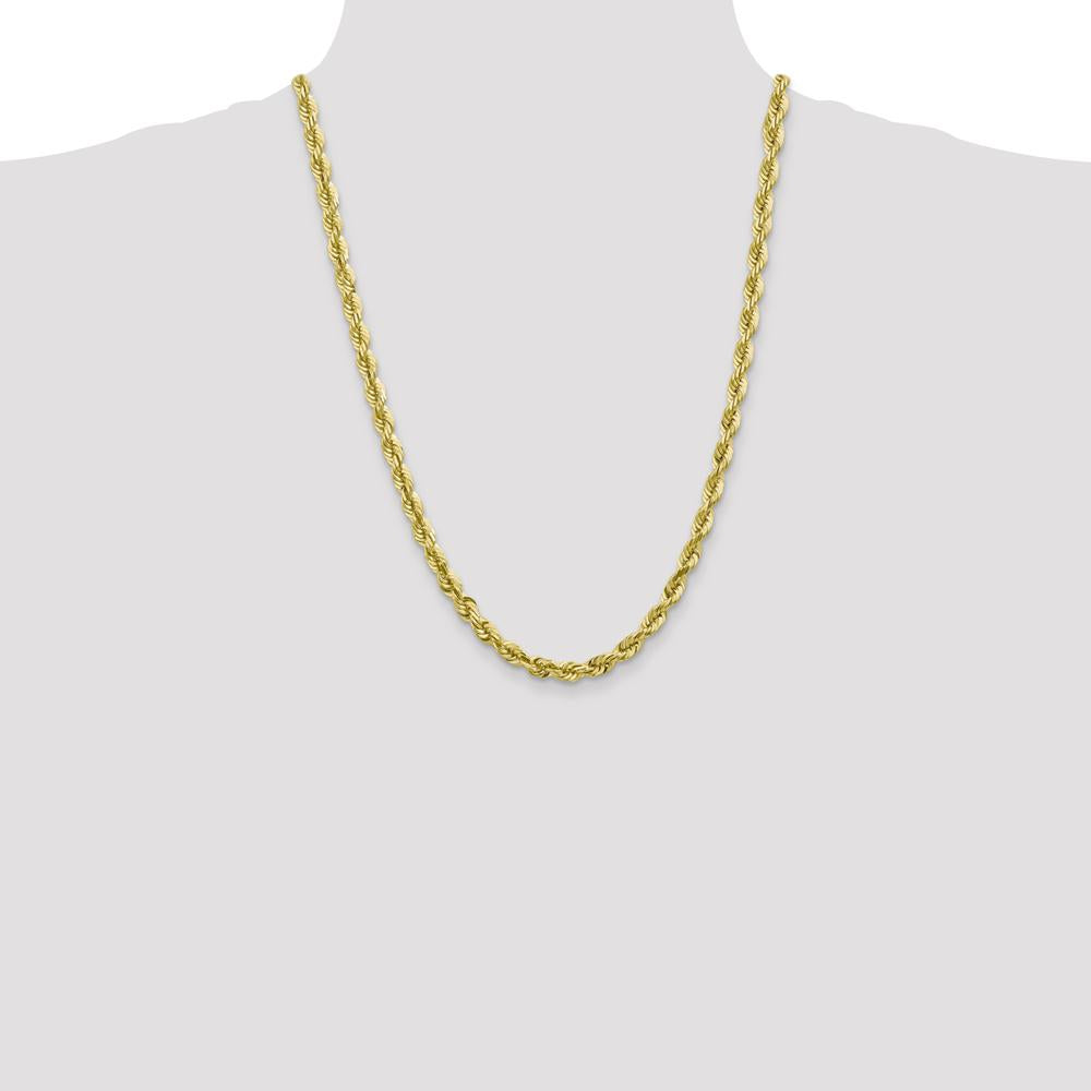 10K Yellow Gold 24" Diamond-Cut Rope Chain Necklace - 5.5mm Width