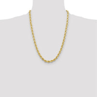10K Yellow Gold 24" Diamond-Cut Rope Chain Necklace - 6.5mm Solid Link Design