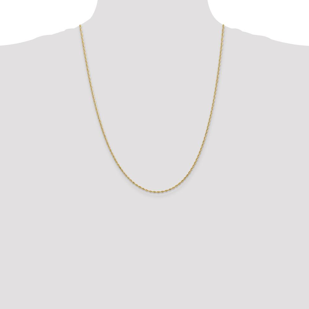 10K Yellow Gold 24" Diamond-Cut Rope Necklace - 1.85mm Width