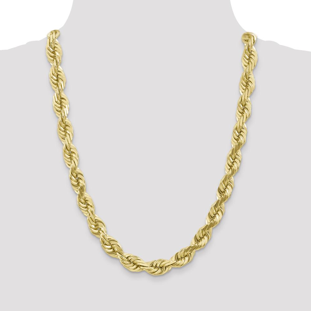 10K Yellow Gold 24" Diamond-Cut Rope Necklace - 10mm Width
