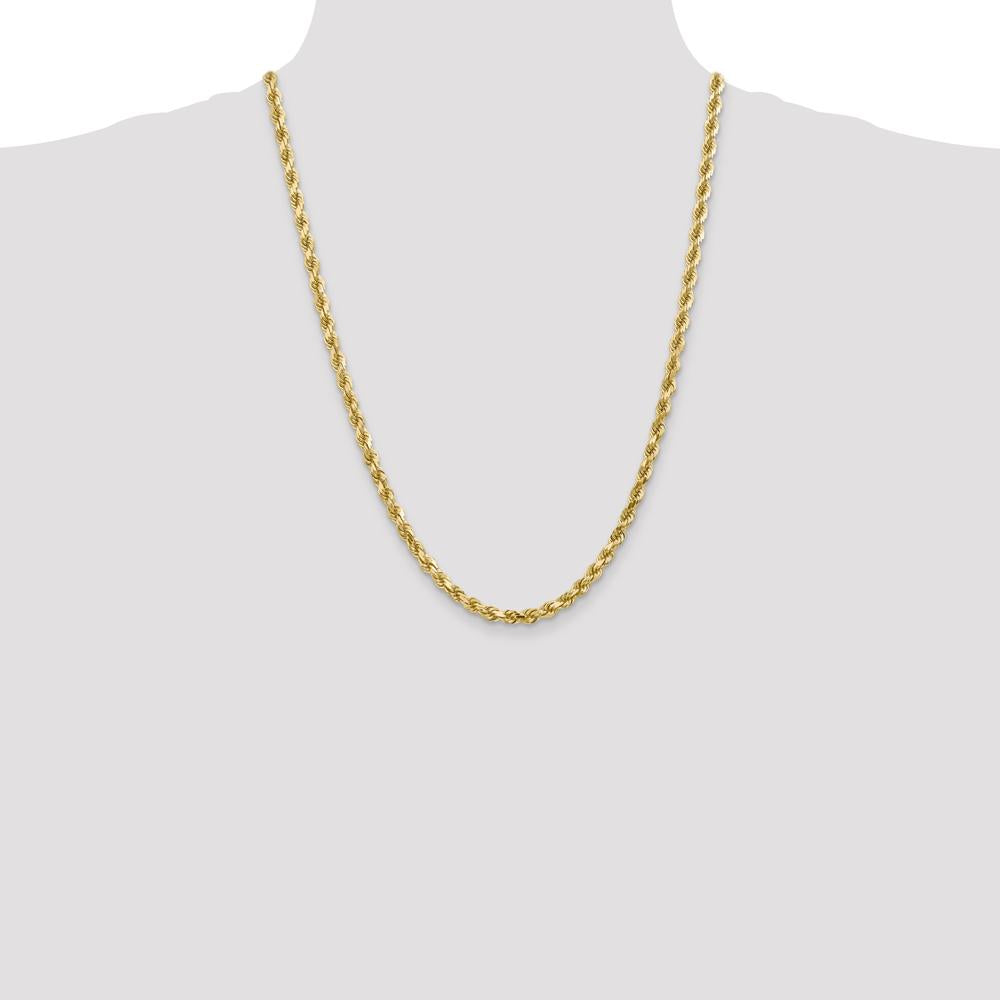 10K Yellow Gold 24" Diamond-Cut Rope Necklace - 4.5mm Width