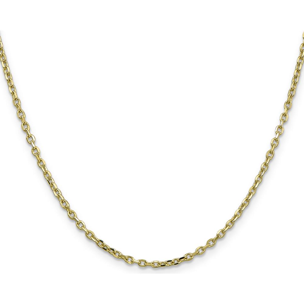 10K Yellow Gold 24" Diamond-Cut Round Open Link Cable Chain - 2.2mm Width