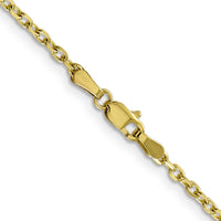 10K Yellow Gold 24" Diamond-Cut Round Open Link Cable Chain - 2.2mm Width