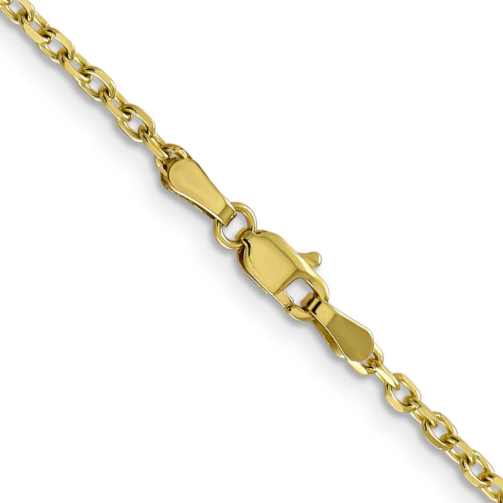 10K Yellow Gold 24" Diamond-Cut Round Open Link Cable Chain - 2.2mm Width