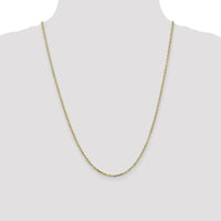 10K Yellow Gold 24" Diamond-Cut Round Open Link Cable Chain - 2.2mm Width