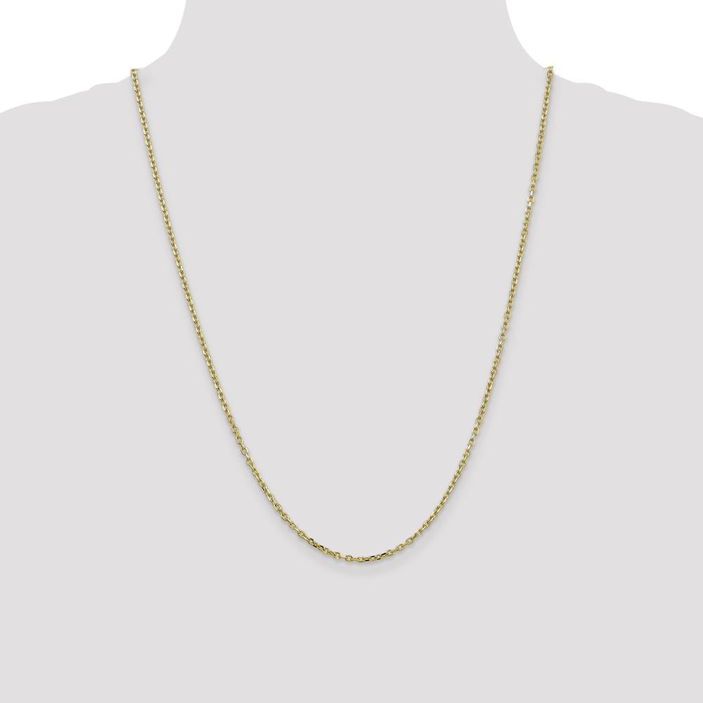 10K Yellow Gold 24" Diamond-Cut Round Open Link Cable Chain - 2.2mm Width