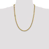 10K Yellow Gold 24" Diamond-Cut Semi-Solid Rope Chain Necklace