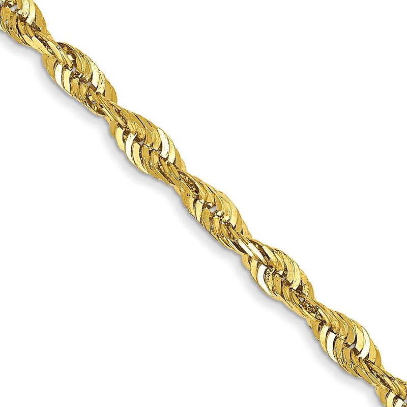 10K Yellow Gold 24" Extra-Light Diamond-Cut Rope Chain - 2.50mm Width