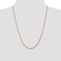 10K Yellow Gold 24" Extra-Light Diamond-Cut Rope Chain - 2.50mm Width