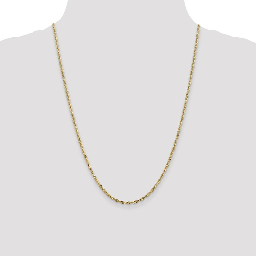 10K Yellow Gold 24" Extra-Light Diamond-Cut Rope Chain - 2.50mm Width