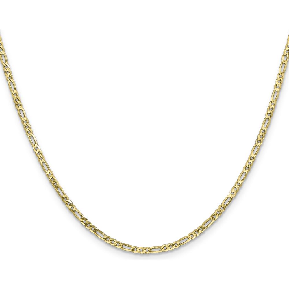 10K Yellow Gold 24" Flat Figaro Chain Necklace - 2.2mm Width
