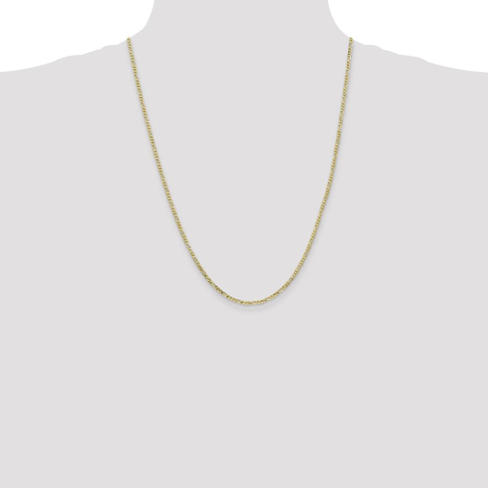 10K Yellow Gold 24" Flat Figaro Chain Necklace - 2.2mm Width