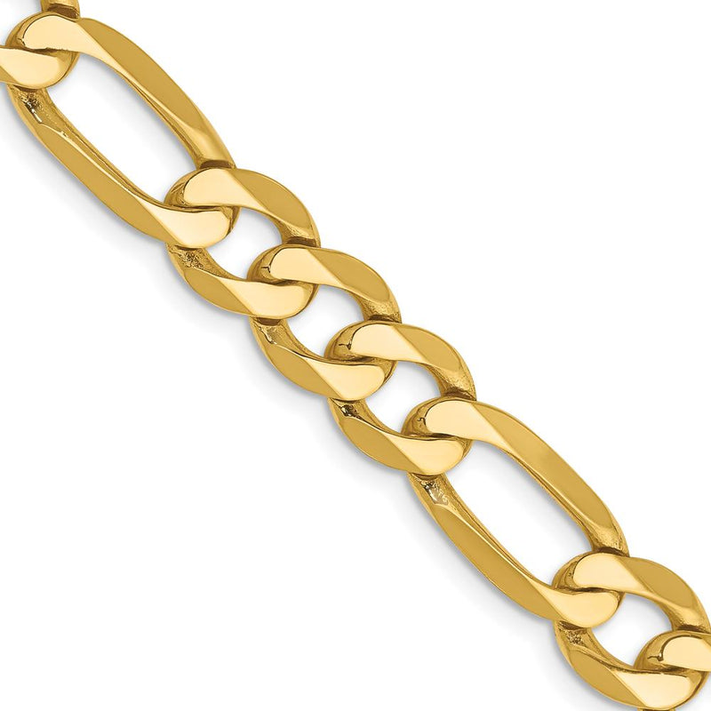10K Yellow Gold 24" Flat Figaro Chain Necklace - 7.5mm Wide
