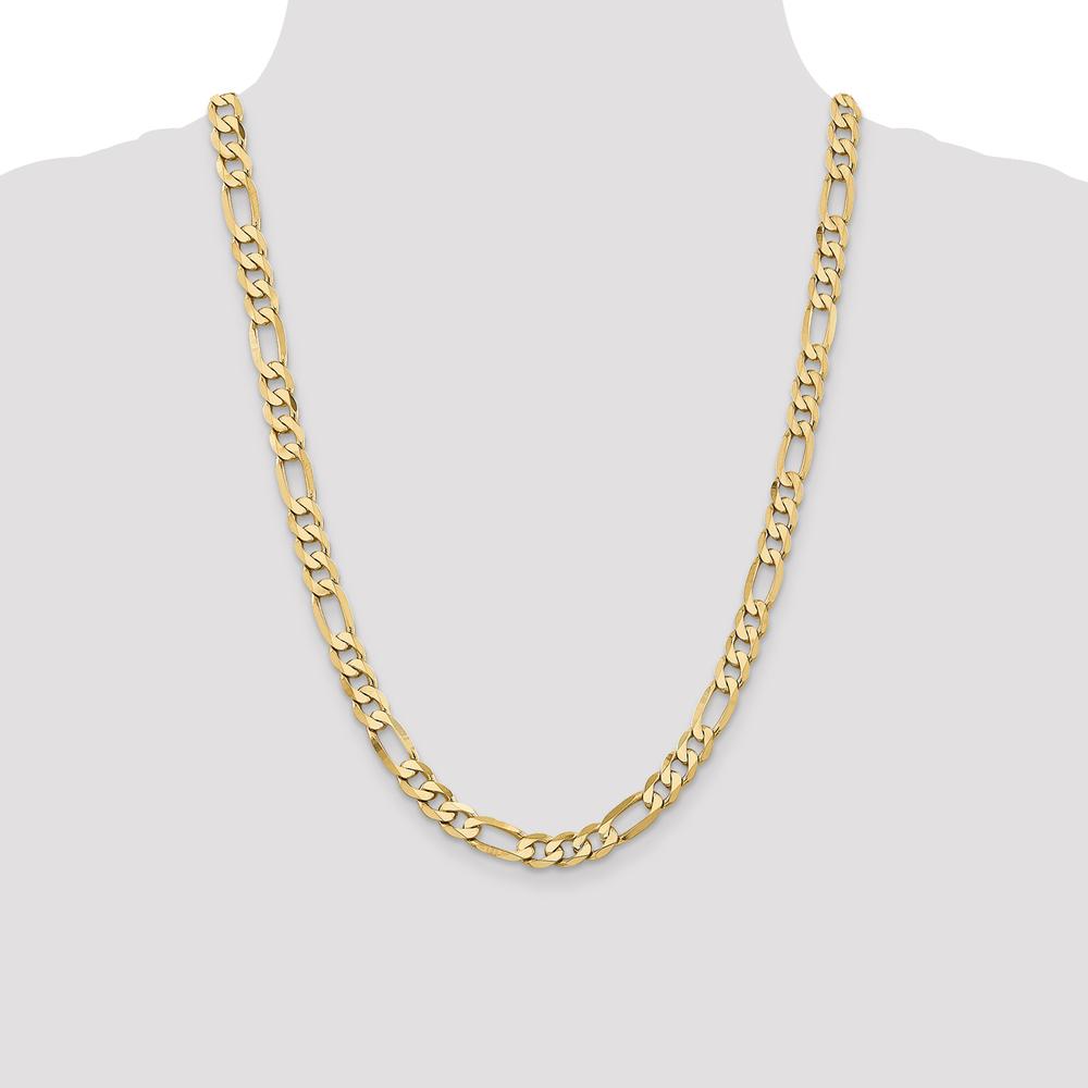 10K Yellow Gold 24" Flat Figaro Chain Necklace - 7.5mm Wide
