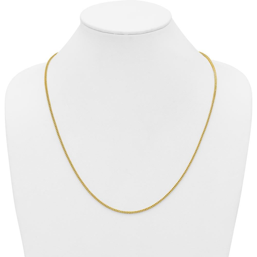 10K Yellow Gold 24" Franco Chain Necklace - 1.5mm Width