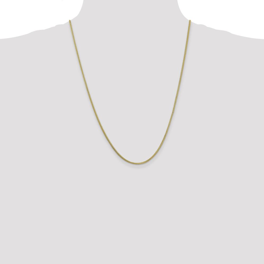 10K Yellow Gold 24" Franco Chain Necklace - Polished 1.3mm Width