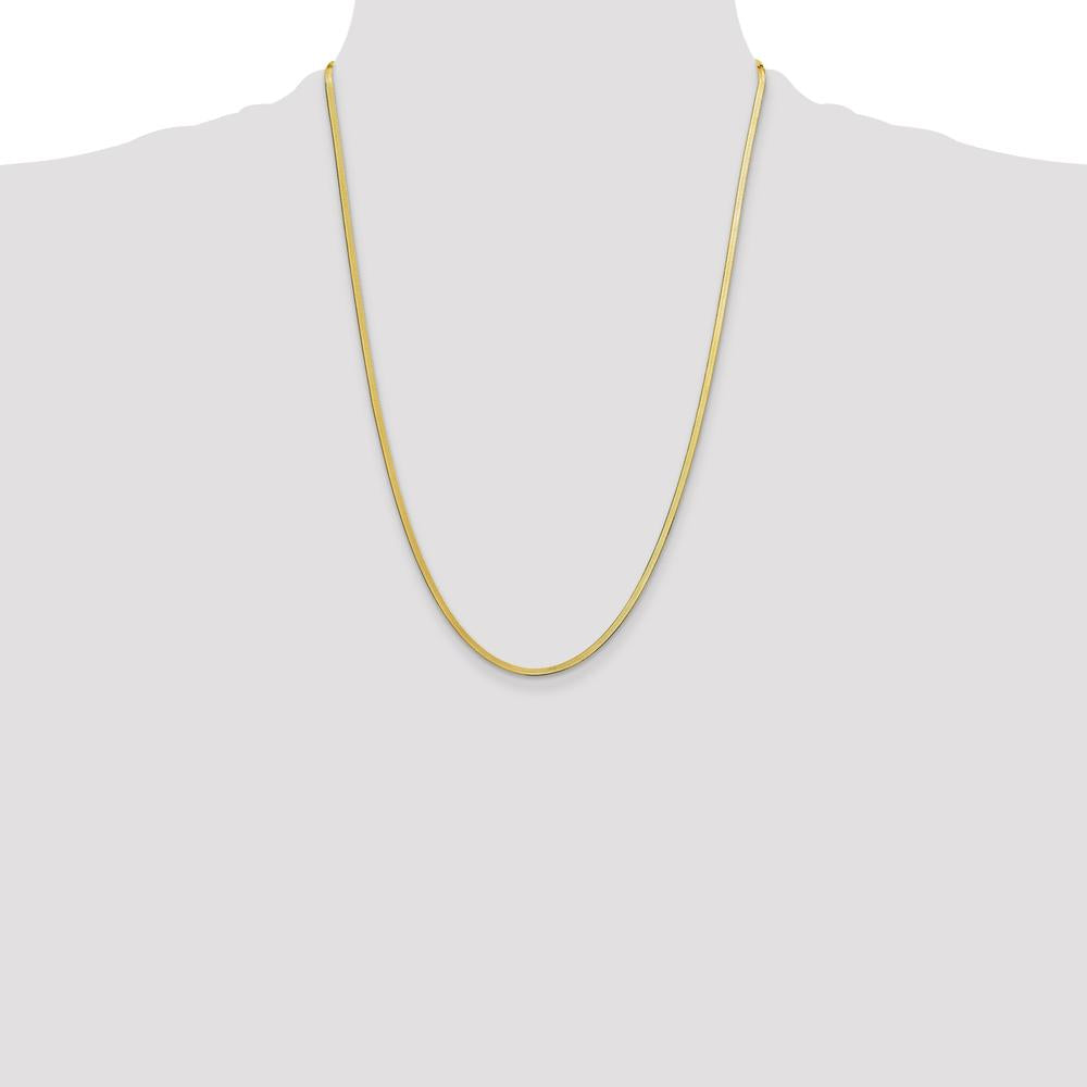 10K Yellow Gold 24" Herringbone Chain Necklace - 2.5mm Width