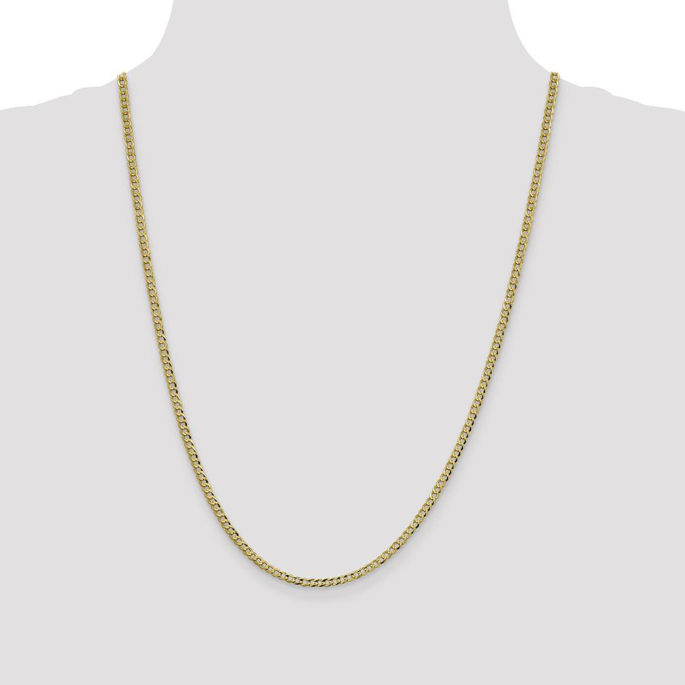 10K Yellow Gold 24" Lightweight Flat Cuban Chain - 3.1mm Width