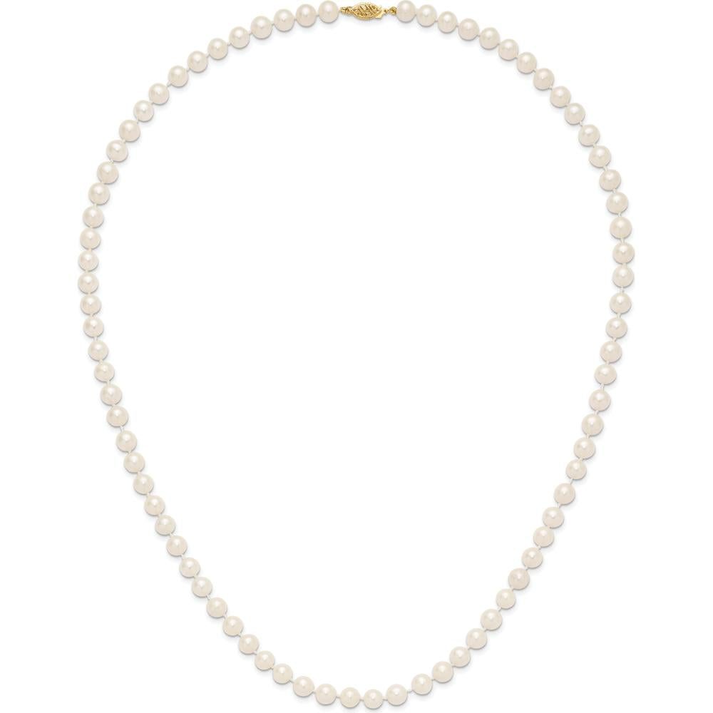10K Yellow Gold 24" Necklace with 7-8mm White Freshwater Cultured Pearls