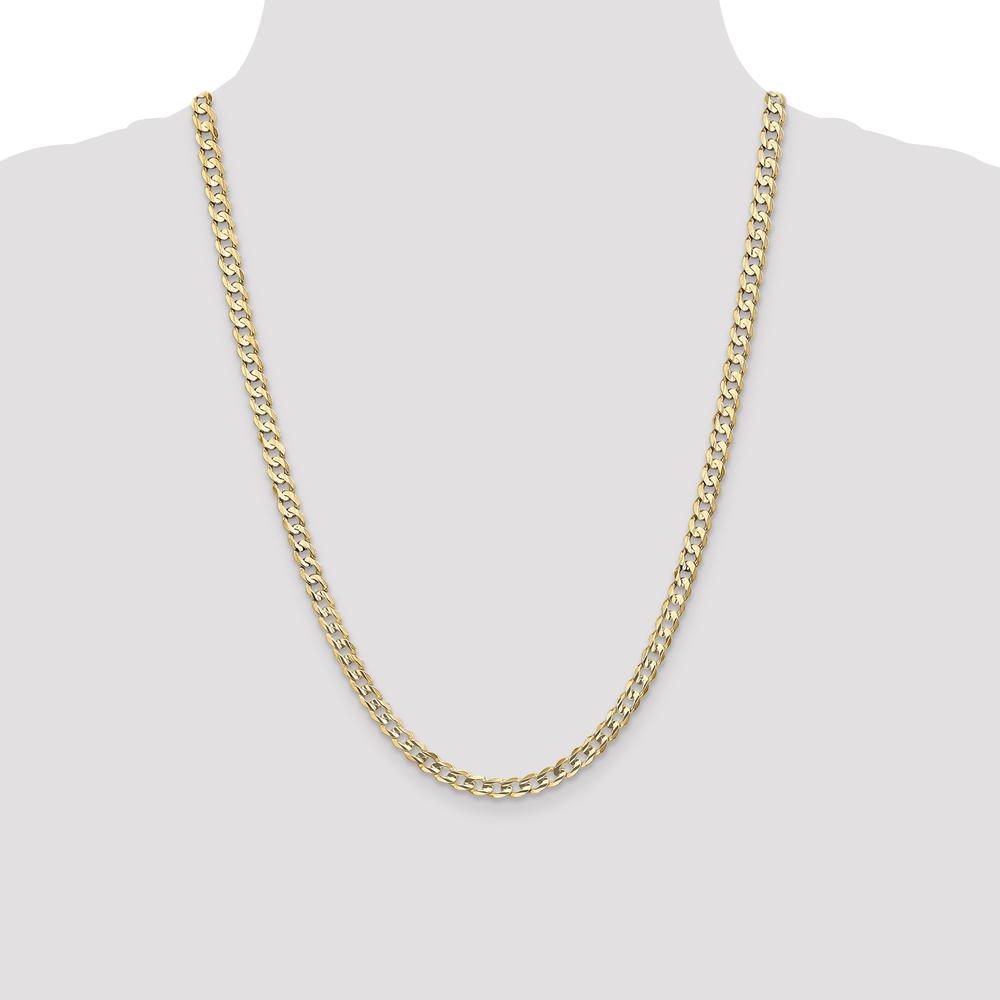 10K Yellow Gold 24" Open Concave Curb Chain - 5.25mm Width