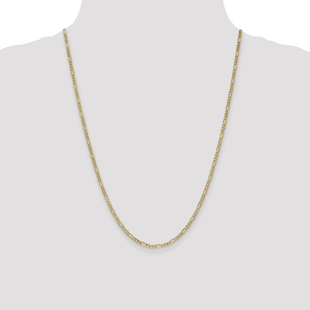 10K Yellow Gold 24" Polished Figaro Chain - 2.5mm Width