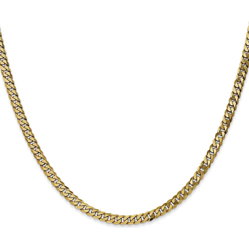 10K Yellow Gold 24" Polished Flat Beveled Curb Chain - 3.9mm Width
