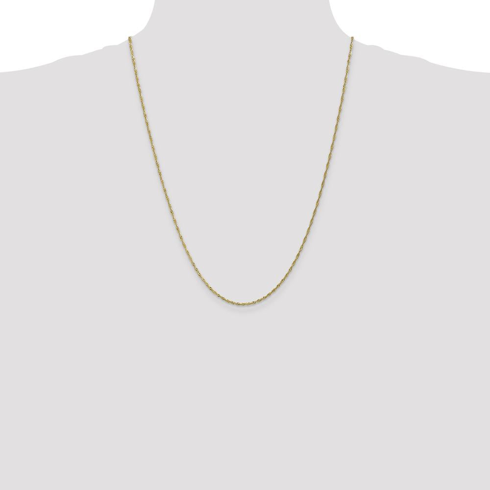 10K Yellow Gold 24" Polished Singapore Chain Necklace - 1.4mm Width