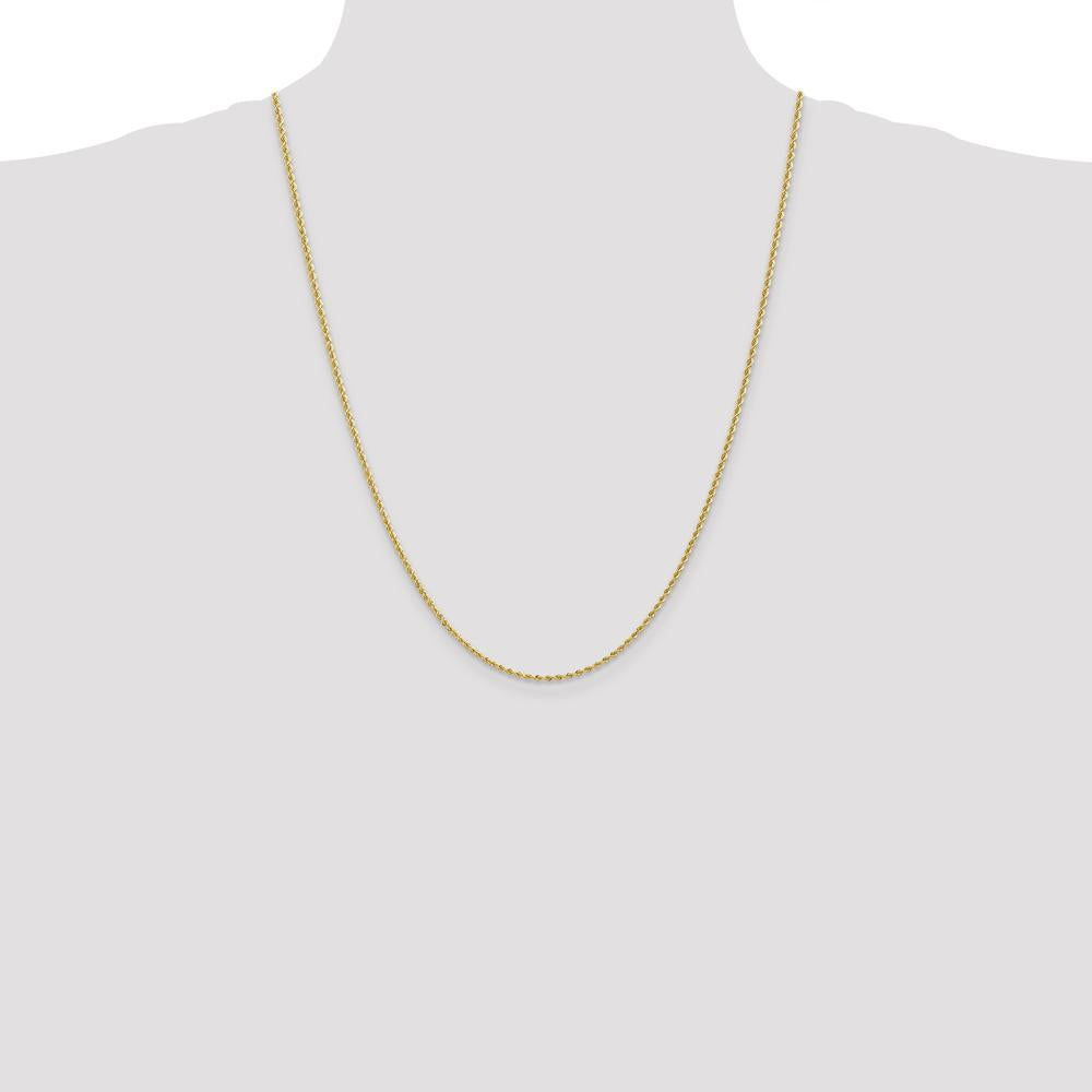 10K Yellow Gold 24" Rope Chain Necklace - 2mm Width, Polished Finish