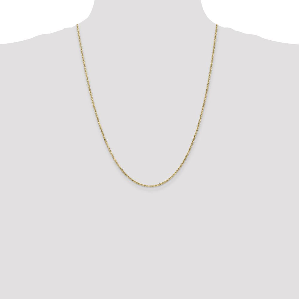 10K Yellow Gold 24" Rope Chain Necklace with Polished Finish - 1.5mm Width