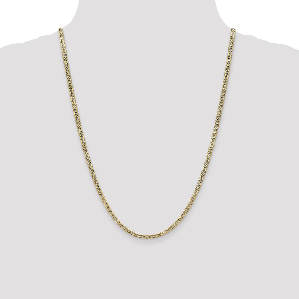 10K Yellow Gold 24" Semi-Solid Anchor Chain - 3.2mm Width
