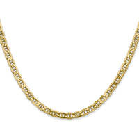 10K Yellow Gold 24" Semi-Solid Anchor Chain - 4mm Width