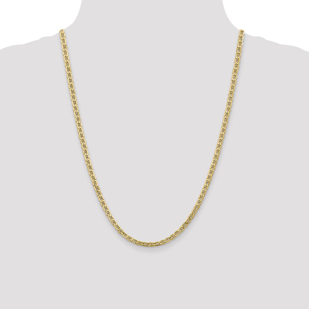 10K Yellow Gold 24" Semi-Solid Anchor Chain - 4mm Width