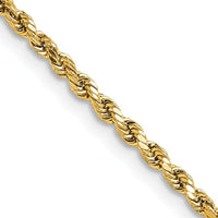10K Yellow Gold 24" Semi-Solid Diamond-Cut Rope Chain - 2.25mm Width