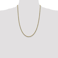 10K Yellow Gold 24" Semi-Solid Diamond-Cut Rope Chain - 2.25mm Width