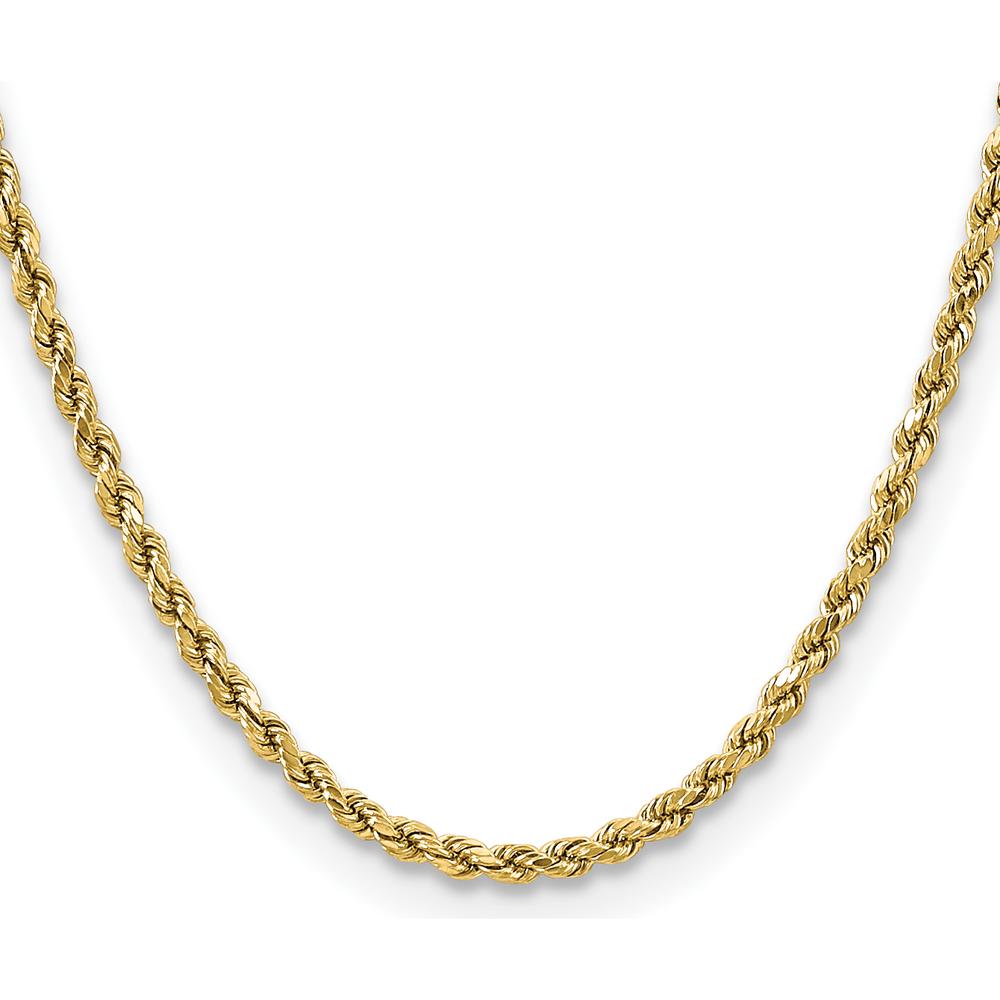 10K Yellow Gold 24" Semi-Solid Diamond-Cut Rope Chain - 3.5mm Width