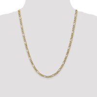 10K Yellow Gold 24" Semi-Solid Figaro Chain - 5.35mm Width