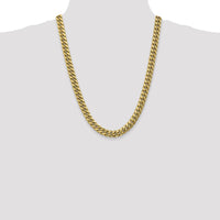 10K Yellow Gold 24" Semi-Solid Miami Cuban Chain Necklace - 9.3mm Width