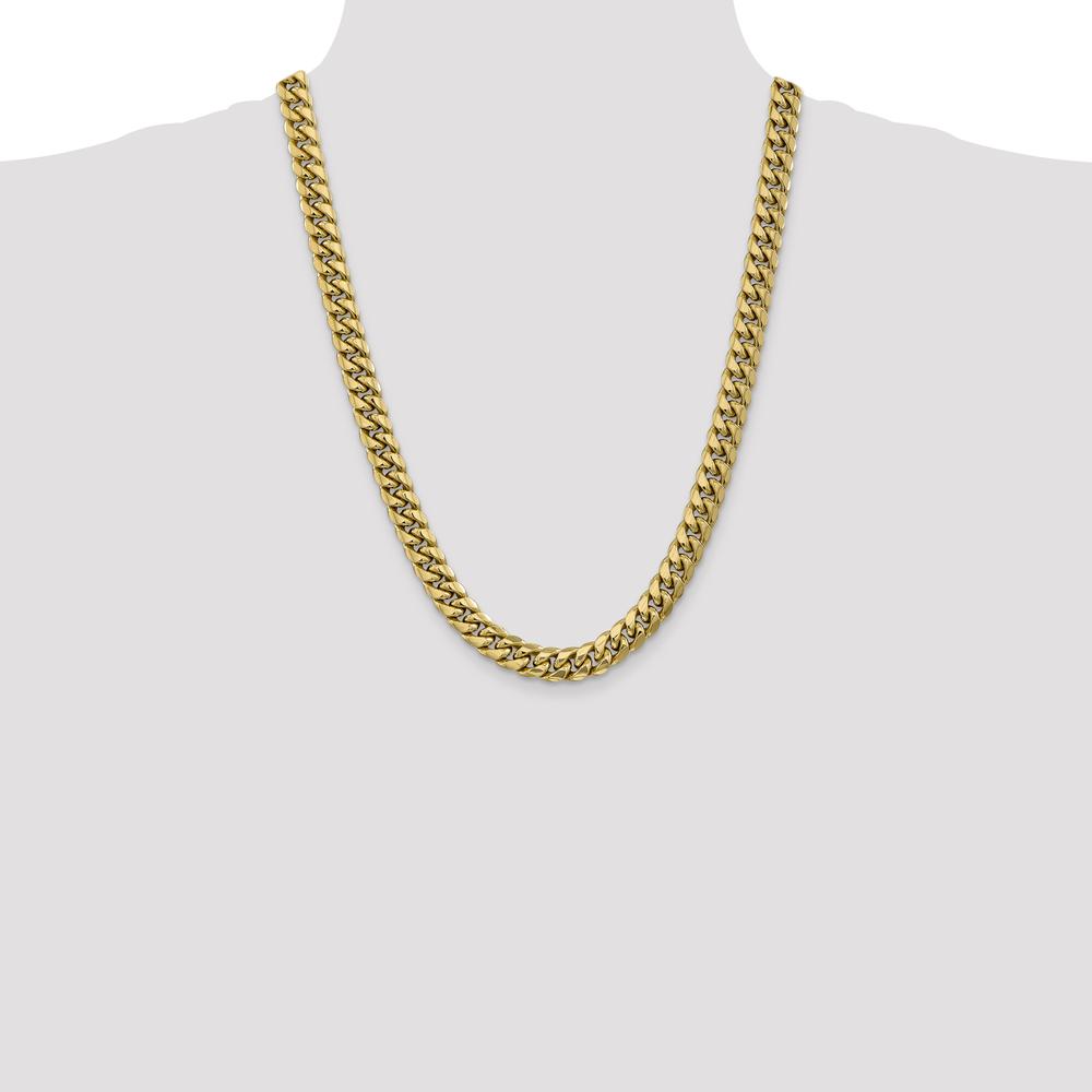 10K Yellow Gold 24" Semi-Solid Miami Cuban Chain Necklace - 9.3mm Width