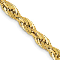 10K Yellow Gold 24" Semi-Solid Rope Chain - 4.75mm Width