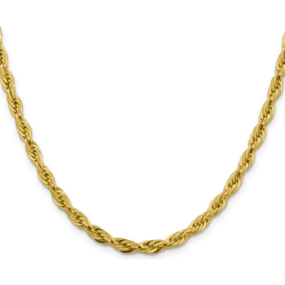 10K Yellow Gold 24" Semi-Solid Rope Chain - 4.75mm Width