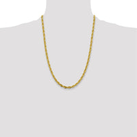 10K Yellow Gold 24" Semi-Solid Rope Chain - 4.75mm Width