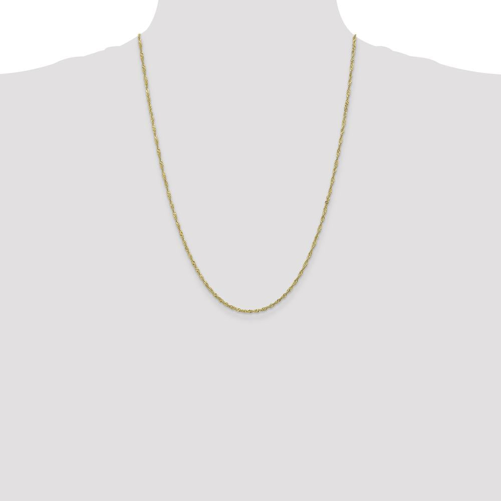 10K Yellow Gold 24" Singapore Chain Necklace - 1.7mm Width