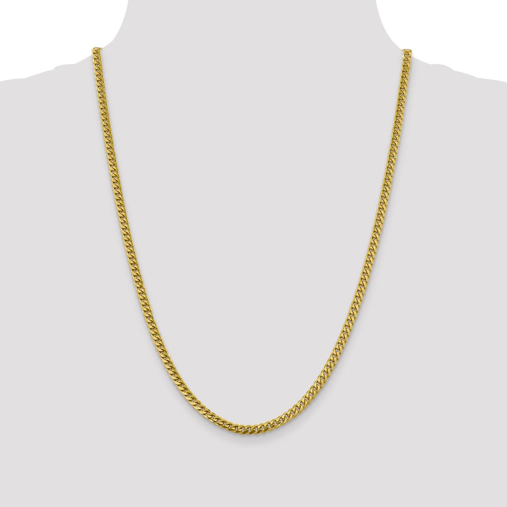 10K Yellow Gold 24" Solid Miami Cuban Chain - 4.25mm Width