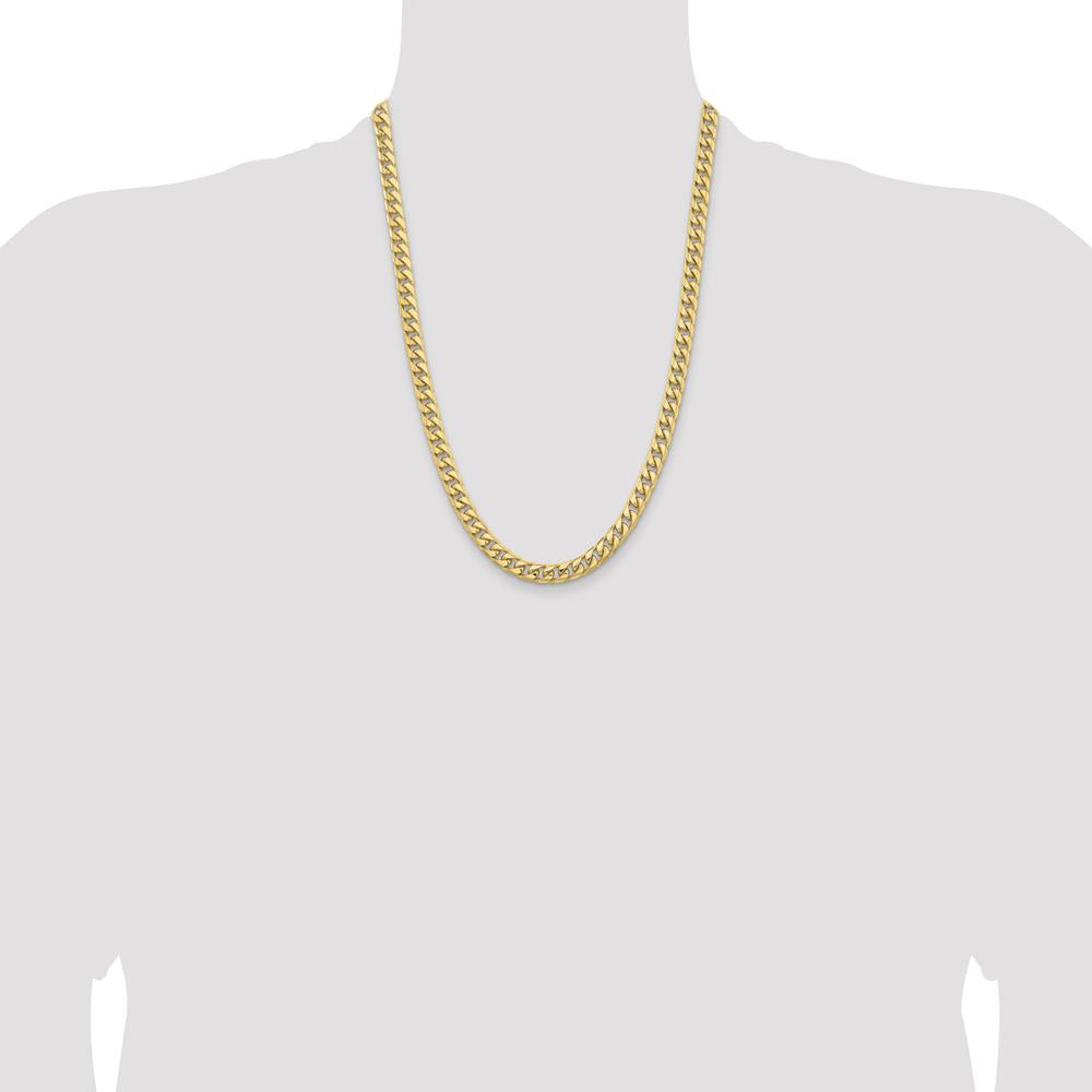 10K Yellow Gold 24" Solid Miami Cuban Chain - 6.75mm Width