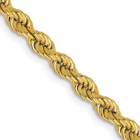 10K Yellow Gold 24" Solid Rope Chain Necklace - 3.65mm Width