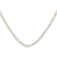 10K Yellow Gold 24" Tennis Chain Necklace with Prong-Set Round Diamonds - 11.06 Carat Total Diamond Weight