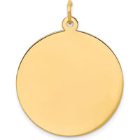10K Yellow Gold 25mm Engravable Circular Charm with Polished Finish