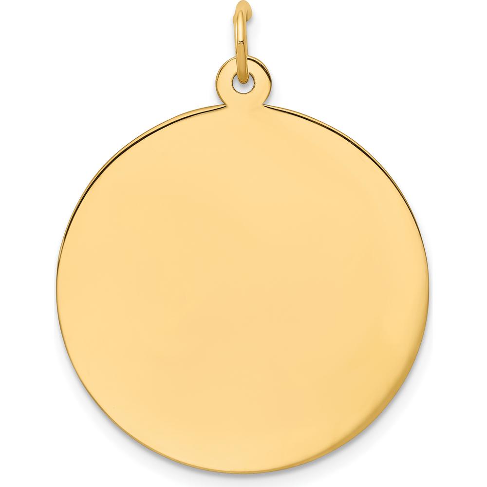 10K Yellow Gold 25mm Engravable Circular Charm with Polished Finish