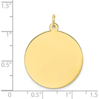 10K Yellow Gold 25mm Engravable Circular Charm with Polished Finish